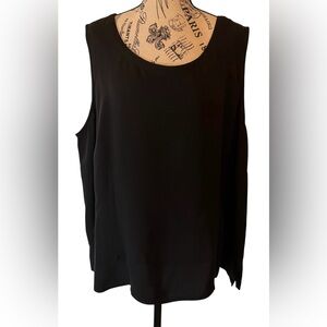 NWT Eileen Fisher Georgette Black Women's SleevelessTop. 100% Silk. Plus Size.